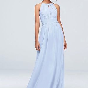 High-Neck Chiffon Bridesmaid Dress with Keyhole